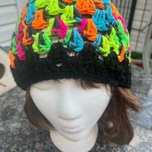 Annette Moore Hand Crochet Gianna Beanie Hat With Lattice Stitch Pattern OS